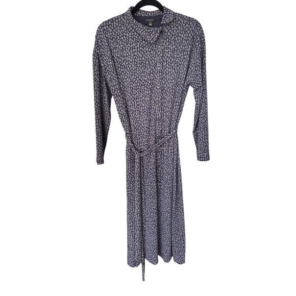 Ann Taylor Women's Gray Leopard Button Down Career Winter Midi Dress Size 8 - Picture 1 of 5